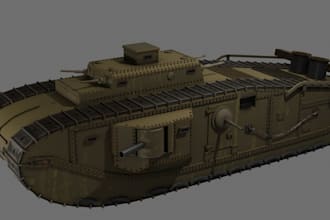 detailed 3d military vehicle,heavy tank, combat vehicle for game,animation,print