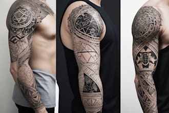 create sleeve tattoo design in geometric style