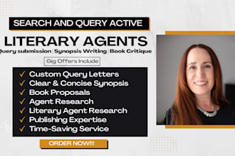 write query letter, synopsis, book proposal and find you active literary agent