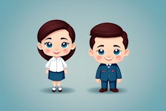 design cute caricature cartoon character or mascot logo design