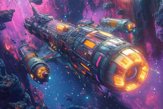 design spaceship, sci fi illustration and sci fi art