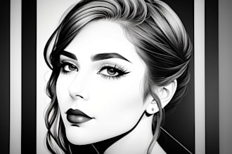 draw abstract continuous line art portrait
