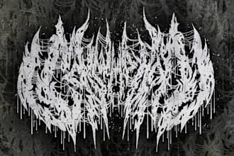 create chrome metallic black slaming, goregrind, brutal death metal logo design