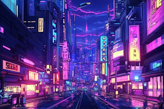 do cyberpunk futuristic city art