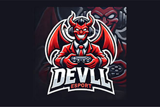 do smiling devil cartoon, and character mascot logo with unique concepts