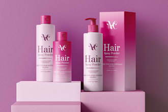 design premium cosmetic, skin care, hair oil label and box packaging design