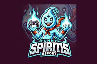 do funny spirits cartoon, and character mascot logo with unlimited revision