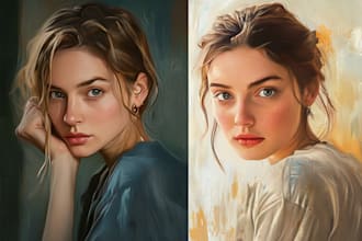 draw digital portrait oil painting from photo