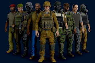 custom dayz server,character 3d modelling,import game props,pbr texturing,fivem