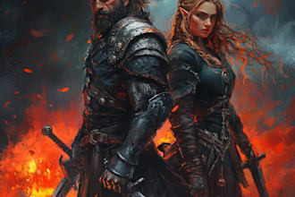 draw dnd, fantasy character and dnd character art for you