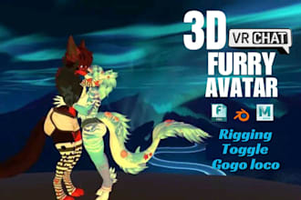 create quality vrchat furry avatar anime vtuber 3d model nsfw vrc avi of your oc