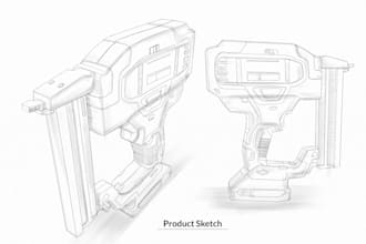 create industrial sketches, line art, and technical drawings