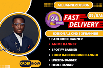design facebook spotify linkedin all banners zoom background in 24 hours