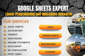 do data entry on excel, google sheets, dash board, vlookup, vba and macros