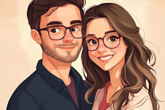 draw romantic couple portrait illustration from your photo