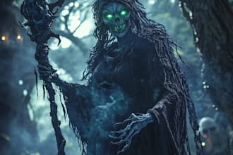 draw fantasy horror art illustration or dark creepy