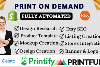 set up etsy, shopify print on demand drop shipping store with printify, etsy pod