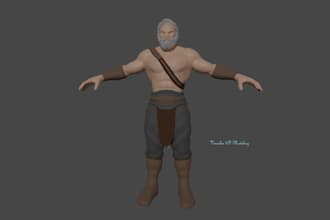 do 3d game character modeling, texturing and rigging