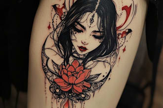 do custom tattoo design , anime , traditional or realistic sleeve tattoo artist