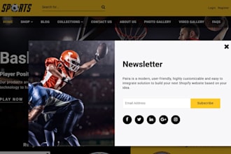 create american football website, sport website, soccer academy website