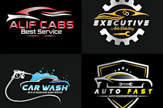 design automotive, auto detailing, auto repair logo with creative thinking