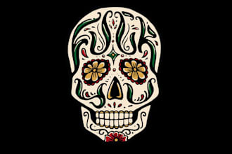 design unique sugar skull logo