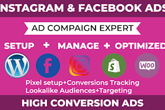 setup and manage facebook retargetting ads,instagram targeted ads,fb advertising