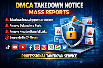 takedown harassing remove copyright mass reports facebook instagram youtube dmca