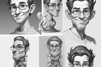 draw cartoon avatar, cartoon character, caricature, logo