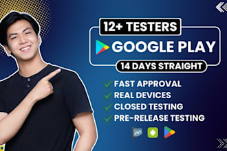 provide 12 testers or 20 testers google play console for closed testing