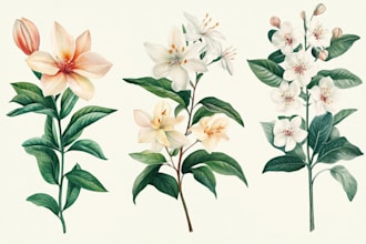 draw botanical illustrations of flowers, plants, fruits