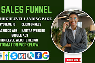 make sales funnel, landing page in gohighlevel systeme io clickfunnels kartra