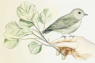 illustrate animal or botanical linocut based on your request