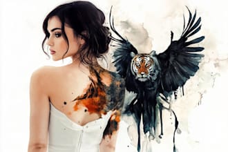 create your watercolor custom tattoo design and illustration