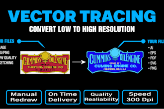 do vector tracing, redraw logo, vectorize image to high resolution