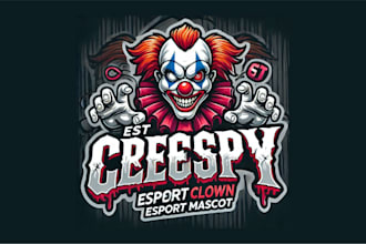 do creepy clown cartoon, character mascot logo with free vector file