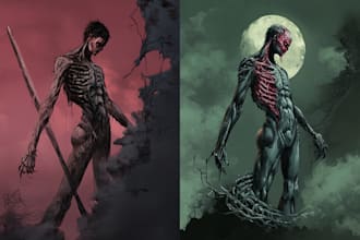 do sci fi horror and fantasy scene concept art illustrations