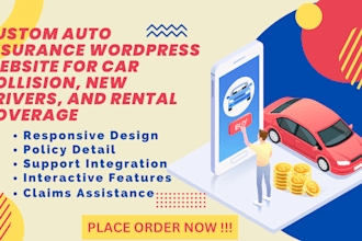 design a custom auto insurance wordpress website for your car business rental