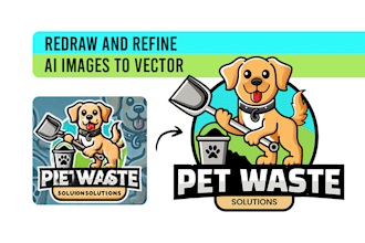 redraw and refine ai logo or illustration to vector art