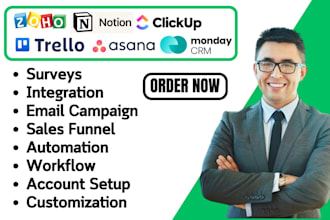 zoho zapier notion monday crm pipedrive clickup asana trello suitedash agilecrm