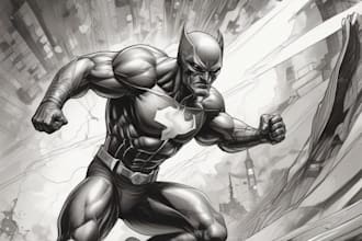 drawing custom superhero character in action