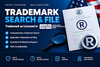do trademark search and file trademark as licensed in uspto