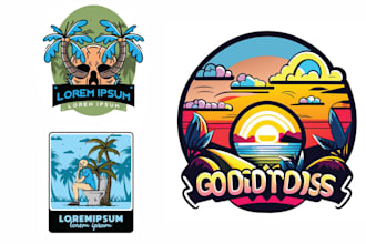 create skull mascot beach summer logo