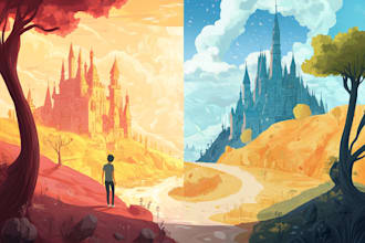 create concept drawings for environments and illustrations