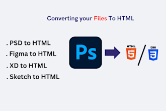 convert PSD, xd, or figma to HTML CSS with tailwind