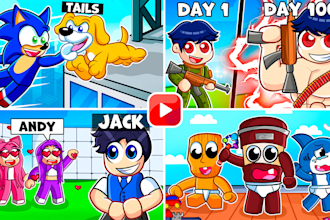draw cartoon roblox thumbnail for youtube in any style