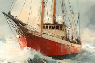 draw digital oil painting ship or any photo