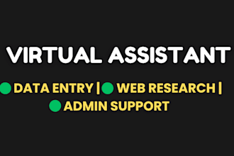 manage your data entry, web research, and admin tasks as a virtual assistant