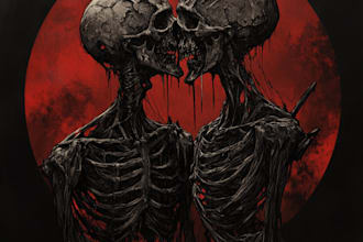freehand create dark art, horror and brutal illustration