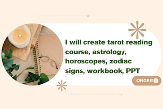 create tarot reading course, astrology, horoscopes, zodiac signs, workbook, PPT